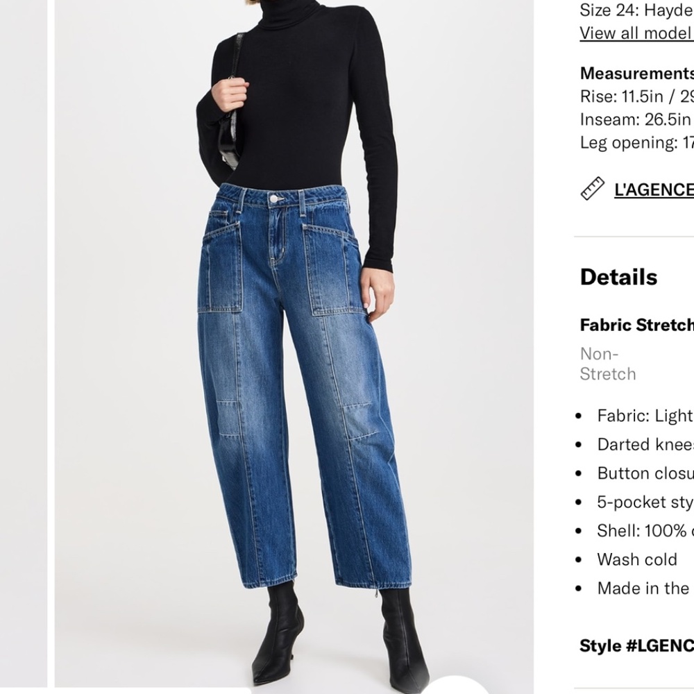 L’Agence Cody Barrel-Leg Jeans - Brentwood